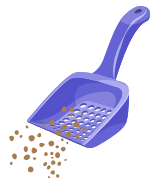 An illustration of a kitty litter scoop.