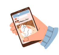 An illustration of a cat photo on a mobile phone